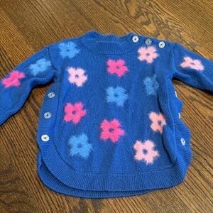 Hatley Blue Sweater with Pink and White Accents